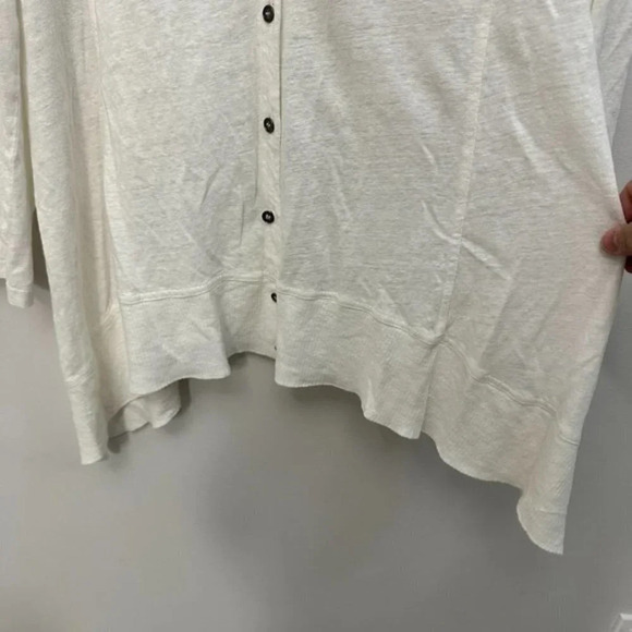 Eileen Fisher Linen Button Front V-Neck Cardigan Coastal Grandma White Women's M - Picture 6 of 14